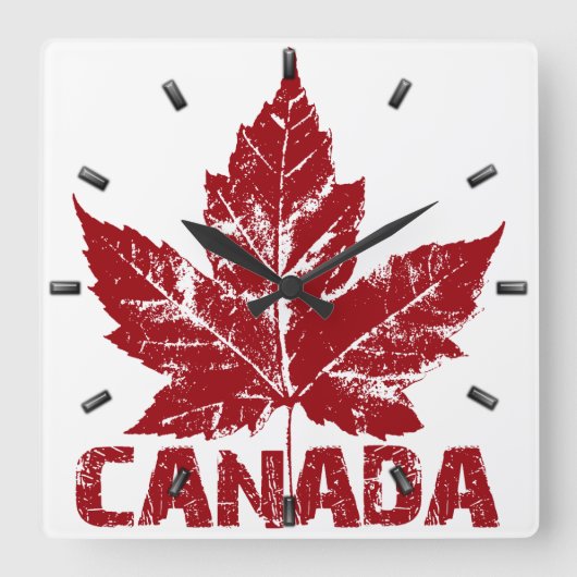 Canada Clock Cool Canada Souvenir Wall Clocks Gift Vierkante Klok (Voorkant)