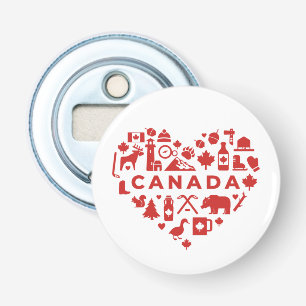 Canada Collage Heart Button Flesopener