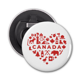 Canada Collage Heart Button Flesopener