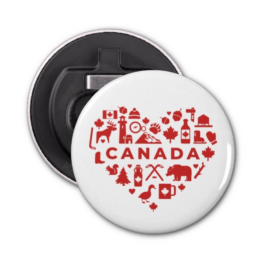Canada Collage Heart Button Flesopener (Voorkant)