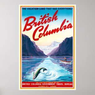 Canada Colombie-Britannique Poster vintage restaur