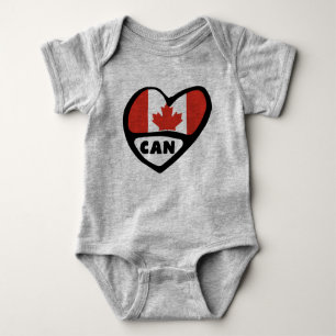 Canada Country Code Flag Heart, CAN Romper