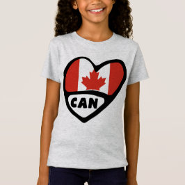 Canada Country Code Flag Heart, CAN T-shirt