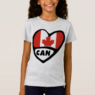 Canada Country Code Flag Heart, CAN T-shirt