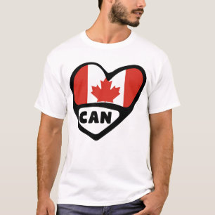 Canada Country Code Flag Heart, CAN T-shirt
