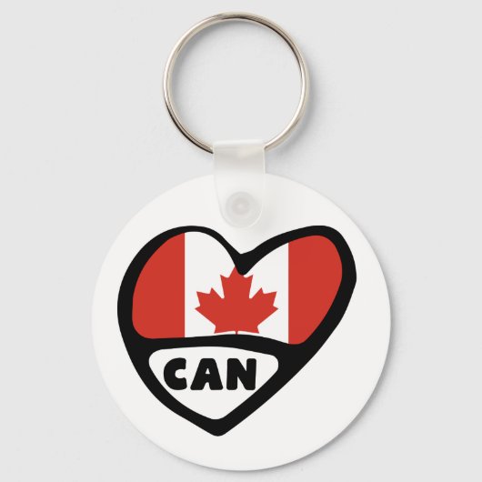 Canada Country Code Flag Heart Keyring, CAN Sleutelhanger (Voorkant)