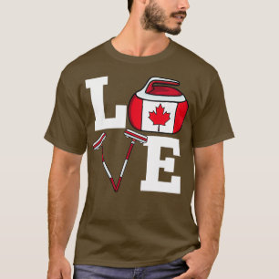 Canada Curling Broom Winter ice Sports Canadian Fl T-shirt