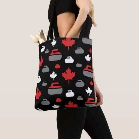 Canada Curling Rocks Canvas tas (Dichtbij)