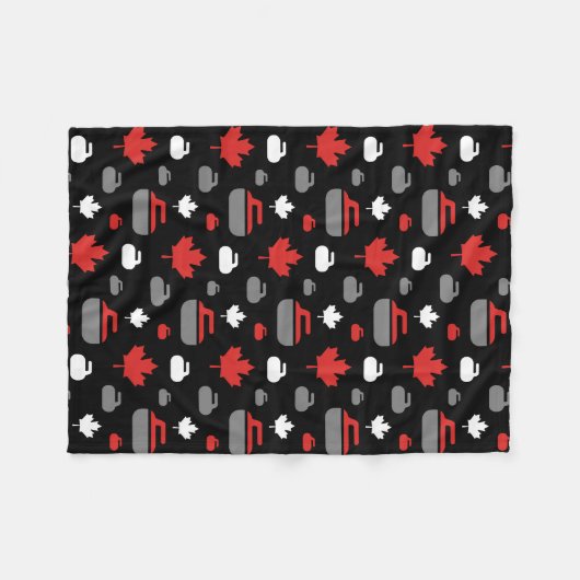 Canada Curling Rocks Fleece Blanket (Voorkant (Horizontaal))