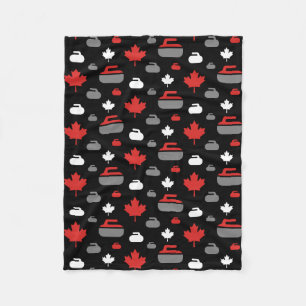 Canada Curling Rocks Fleece Blanket