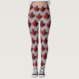 Canada Dag Canadese Esblad Leggings Rood Grijs
