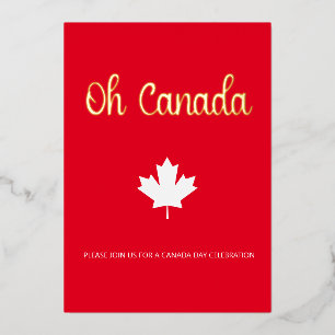 Canada Day BBQ Zomerfeest Foto Goud Folie Uitnodiging