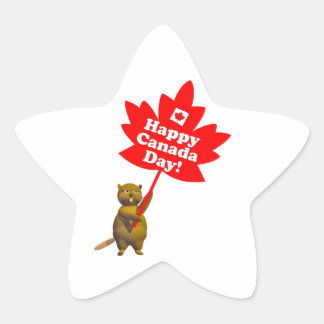 Canada Day Beaver en Maple Leaf Ster Sticker