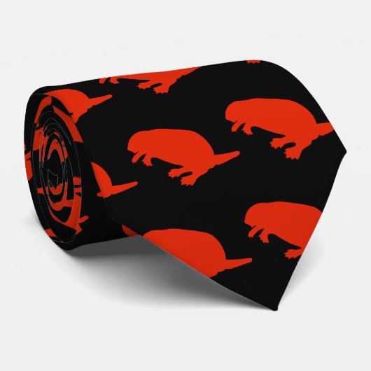 Canada Day Beaver Red Black Pattern Stropdas (Opgerold)