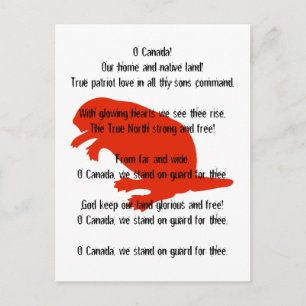 Canada Day Beaver Red White Anthem Briefkaart