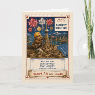 Canada Day Bever Bouwer CN Tower Kunst Patriottisc Kaart