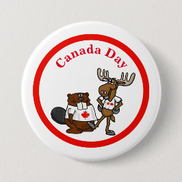 Canada Day Button - Beaver en Moose