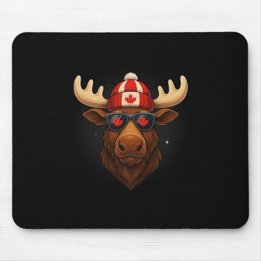 Canada Day Canadese Vlag Maple Leaf Moose Sungles Muismat (Voorkant)