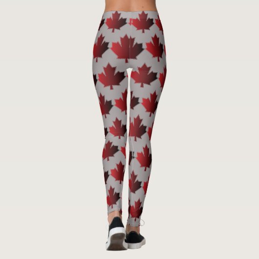 Canada Day Canadian Maple Leaf Leggings Rood Grijs (Achterkant)