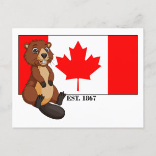 Canada Day Est. 1867 Vlag en Bever Briefkaart