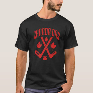 Canada Day Ice Hockey Puck Maple Leaf Canadian Fla T-shirt
