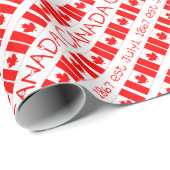 Canada Day Maple Leaf Canadian Flag Red Typography Cadeaupapier (Rol Hoek)