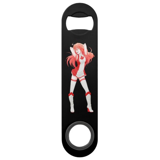 Canada Day maple leaf red & white flag animmanga Speed Flessenopener (Voorkant)