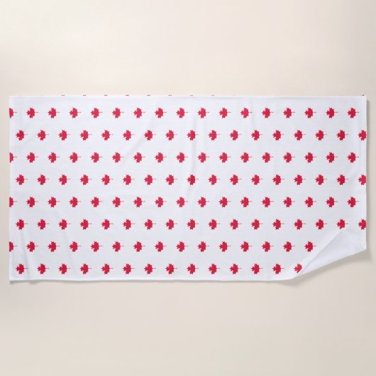 Canada Day Mapleleaf White Beach Towel Strandlaken (Voorkant)