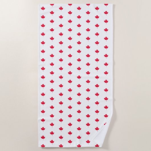 Canada Day Mapleleaf White Beach Towel Strandlaken (Voorkant)