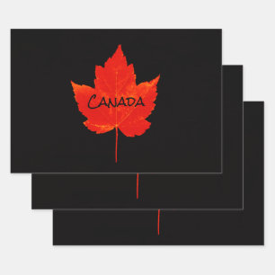 Canada Day Red Black Maple Leaf Inpakpapier Vel
