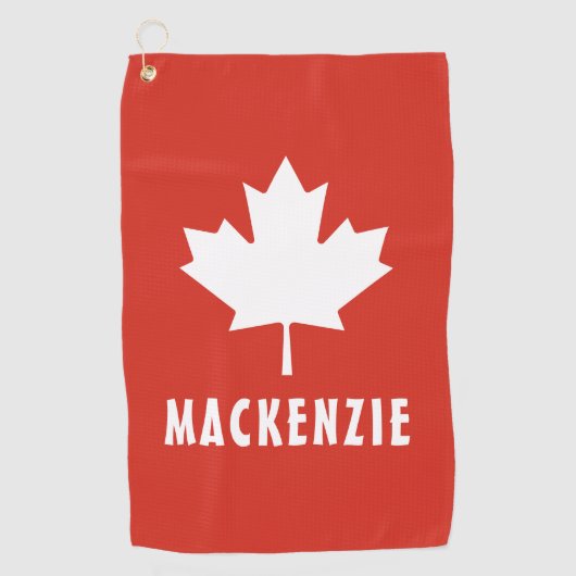 Canada Day Red White Canadese vlag Maple Leaf Naam Golfhanddoek (Voorkant)