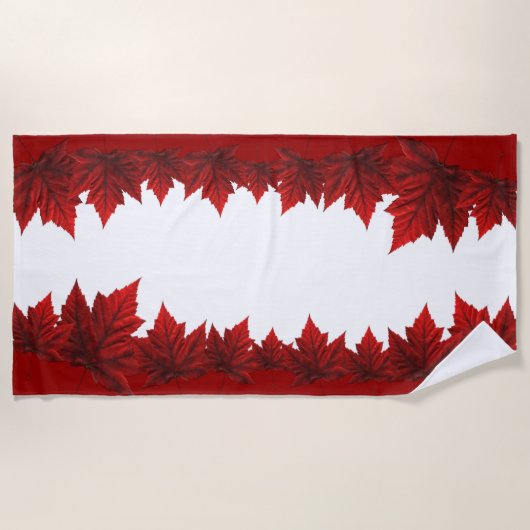 Canada Day Towel Canadese Maple Leaf Beach Handdoe Strandlaken (Voorkant)