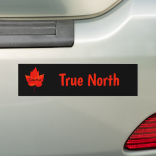Canada Day True North Red Black Maple Leaf Bumpersticker