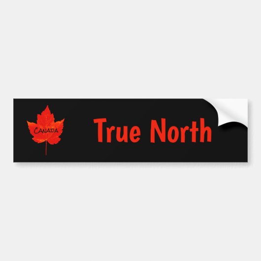Canada Day True North Red Black Maple Leaf Bumpersticker (Voorkant)