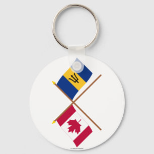 Canada en Barbados Crossed Flags Sleutelhanger