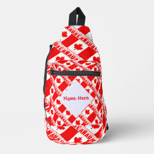 Canada en Canadese Vlag Getegeld Rood Personalisat Sling Bag