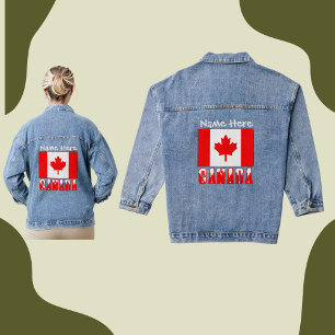 Canada en Canadese vlag White Personalisatie Denim Jacket