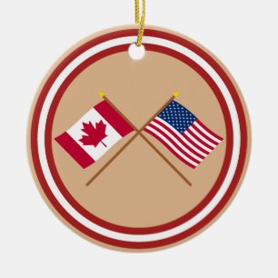 Canada en de Verenigde Staten gekruiste vlaggen Keramisch Ornament