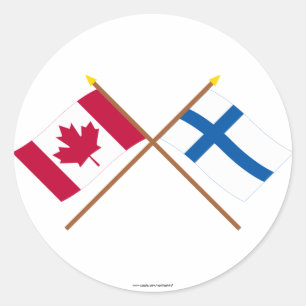 Canada en Finland kruiste vlaggen Ronde Sticker
