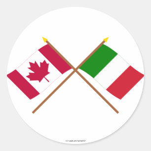 Canada en Italië gekruiste vlaggen Ronde Sticker