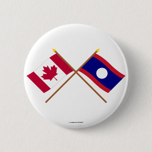 Canada en Laos Crossed Flags Ronde Button 5,7 Cm