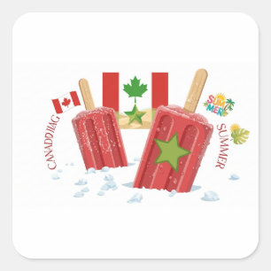 Canada en Marokko Zomer Popsicle Plein Vierkante Sticker