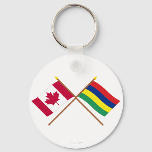 Canada en Mauritius Crossed Flags Sleutelhanger