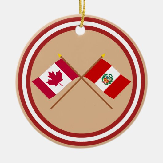Canada en Peru Crossed Flags Keramisch Ornament (Voorkant)