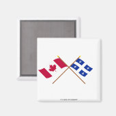 Canada en Quebec Crossed Flags Magneet (Voorkant / Achterkant)