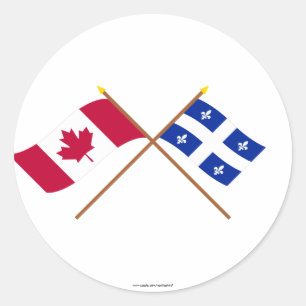 Canada en Quebec Crossed Flags Ronde Sticker