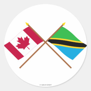Canada en Tanzania gekruiste vlaggen Ronde Sticker