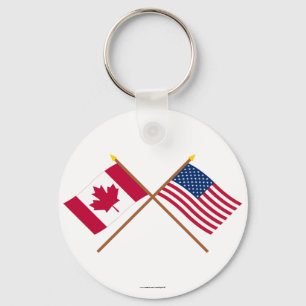 Canada en Verenigde Staten Gekruiste Vlaggen Sleutelhanger
