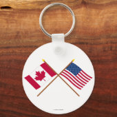 Canada en Verenigde Staten Gekruiste Vlaggen Sleutelhanger (Voorkant)