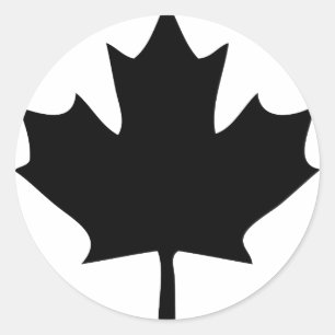 canada esdoorn blad icoon zwart ronde sticker